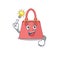 Mascot character of smart women handbag has an idea gesture