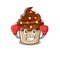 Mascot character style of Sporty Boxing chocolate cupcake