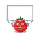 Mascot character of tomato kitchen timer rise up a white board