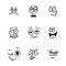 Mascot characters funny faces. Comic smile for logo vectorEmotions faces, character set of emoticon.Smiley caricatures