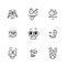 Mascot characters funny faces. Comic smile for logo vectorEmotions faces, character set of emoticon.Smiley caricatures