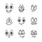 Mascot characters funny faces. Comic smile for logo vectorEmotions faces, character set of emoticon.Smiley caricatures