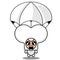 Mascot costume half bone parachuting