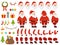 Mascot creation kit of christmas character. Santa in different keyframes