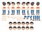 Mascot creation kit of little boy for different poses. Vector constructor with various views, emotions, poses and gestures.