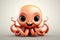 Mascot cute orange octopus on a light background