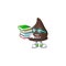 A mascot design of chocolate conitos student character with book