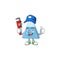 Mascot design concept of blue chemical bottle work as smart Plumber