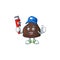 Mascot design concept of chocolate conitos work as smart Plumber