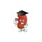 Mascot design concept of right human kidney proudly wearing a black Graduation hat