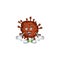A mascot design of infection coronavirus making a surprised gesture