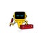 Mascot design with Robot holding a wrench and a toolbox vector illustration
