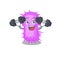 Mascot design of smiling Fitness exercise acinetobacter baumannii lift up barbells