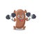 Mascot design of smiling Fitness exercise actinomyces israelii lift up barbells