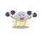 Mascot design of smiling Fitness exercise cloud stormy lift up barbells