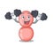 Mascot design of smiling Fitness exercise neisseria gonorrhoeae lift up barbells