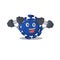 Mascot design of smiling Fitness exercise streptococcus lift up barbells