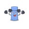 Mascot design of smiling Fitness exercise water mattress lift up barbells