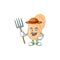 Mascot design style of Farmer sarcina with hat and pitchfork