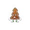 Mascot design style of gingerbread tree with angry face