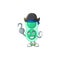 Mascot design style of green streptococcus pneumoniae as a pirate having one hook hand