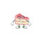 Mascot design style of strawberry slice cake with angry face