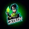 Mascot esport fighter character logo gaming black green costume with fire. Logo gaming for team squad