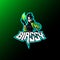 Mascot esport women character logo gaming green jacket costume ninja modern with fire. Logo gaming for team squad