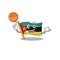 Mascot of flag mozambique cartoon character style with basketball
