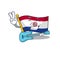 Mascot flag paraguay with in holding gift character