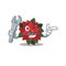 Mascot flower poinsettia with in mechanic character