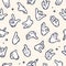 Mascot hand seamless pattern. Vector background of different vintage elements. Cartoon hands of old 1920 to 1950 design