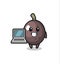 Mascot Illustration of black olive with a laptop
