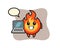 Mascot Illustration of fire with a laptop