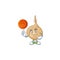 Mascot of jicama cartoon character style with basketball
