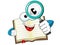 Mascot open book looking magnifying glass isolated