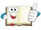 Mascot open book thumb up copyspace isolated