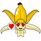 Mascot peeled banana with love