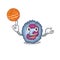 A mascot picture of neutrophil cell cartoon character playing basketball