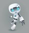 Mascot robot innovation technology science fiction future cute little 3d Icon artificial Intelligence design vector