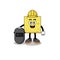 Mascot of sponge as a welder