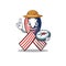 Mascot usa ribbon holding compass in the character