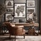 Masculine Home Office with Leather Armchair and Wooden Desk