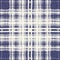 Masculine indigo tartan linen seamless pattern. All over print of navy blue lodge plain cotton plaid background.