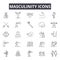 Masculinity line icons, signs, vector set, outline illustration concept