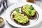 Mashed avocado rye bread toast