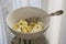 Mashed banana bowl on table