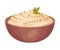 Mashed Potato in Bowl Garnished with Herbs as Thanksgiving Day Attribute Vector Illustration