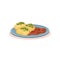 Mashed potato and stewed meat, goulash, Bulgarian cuisine national food dish vector Illustration on a white background