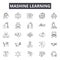 Mashine learning line icons, signs, vector set, outline illustration concept